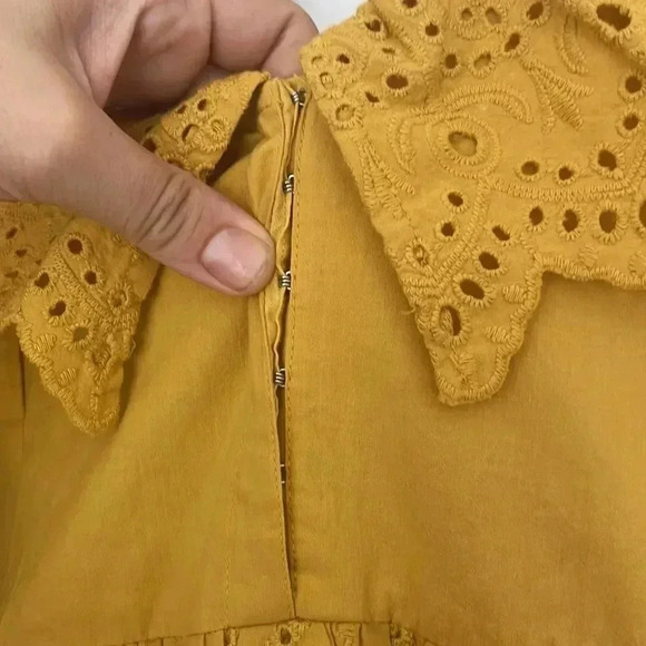 NWT Topshop Broderie Eyelet Ruffle Long Sleeve Minidress Yellow Sz 8 - Picture 8 of 14